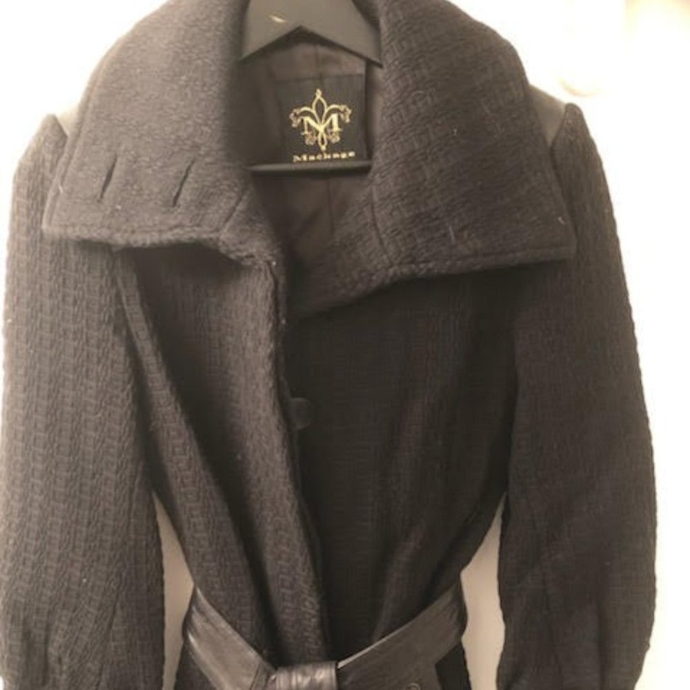 LUXURIOUS CHIC MACKAGE LADIES BELTED TEXTURE WOOL COAT SIZE S